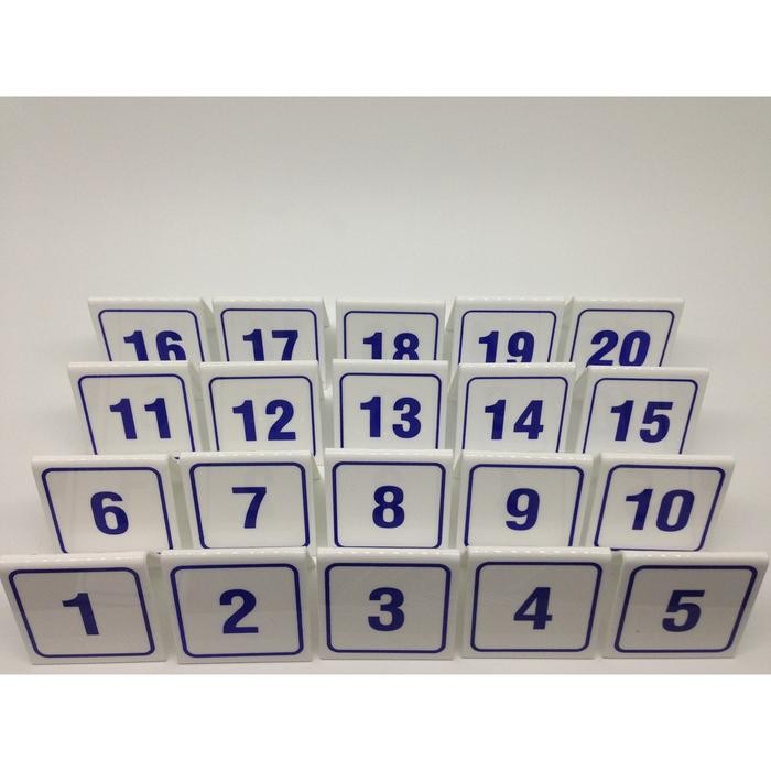 

Acrylic Nomer Meja putih biru 1-20 Desk
