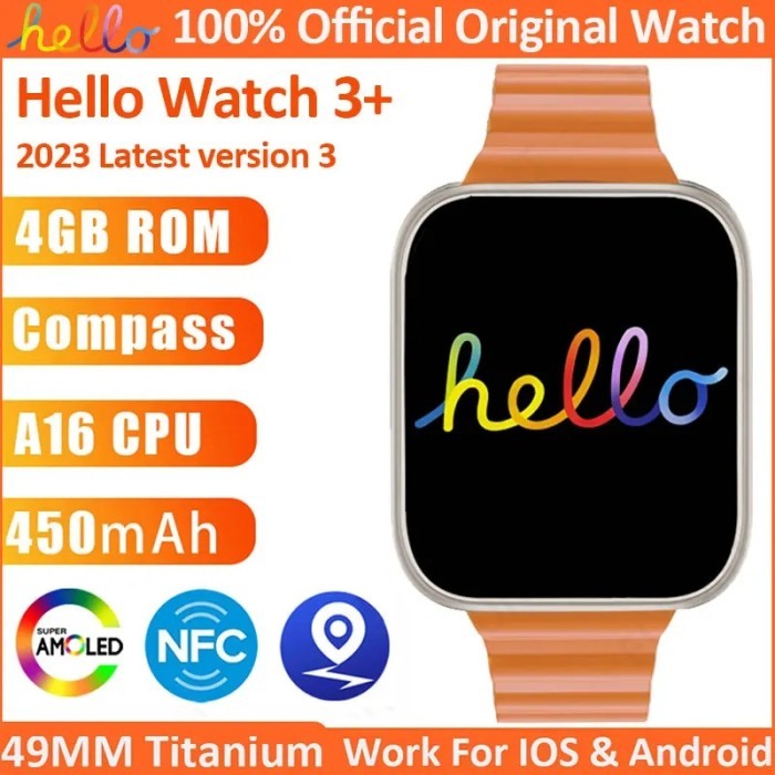 New Original Hello Watch 3 Plus Ultra Smartwatch 4GB ROM NFC Compass