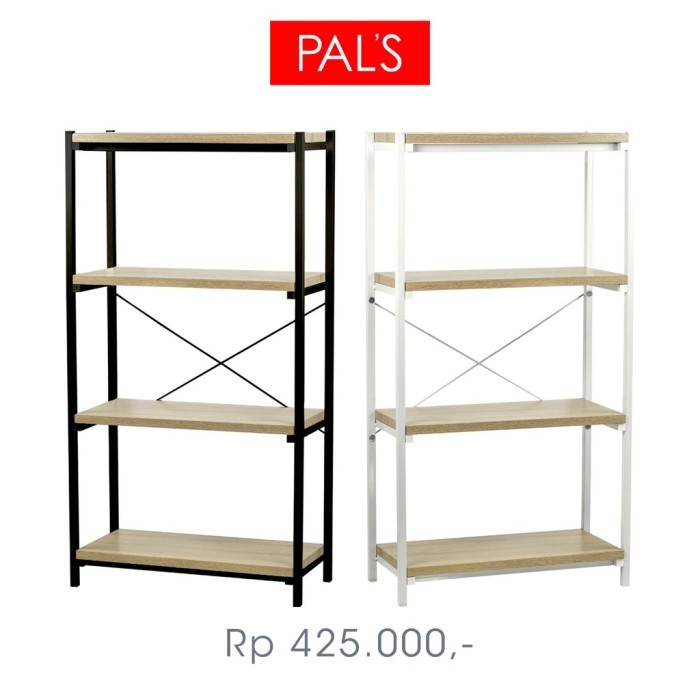 Rak 4 Susun Retro Minimalis Besi Kayu