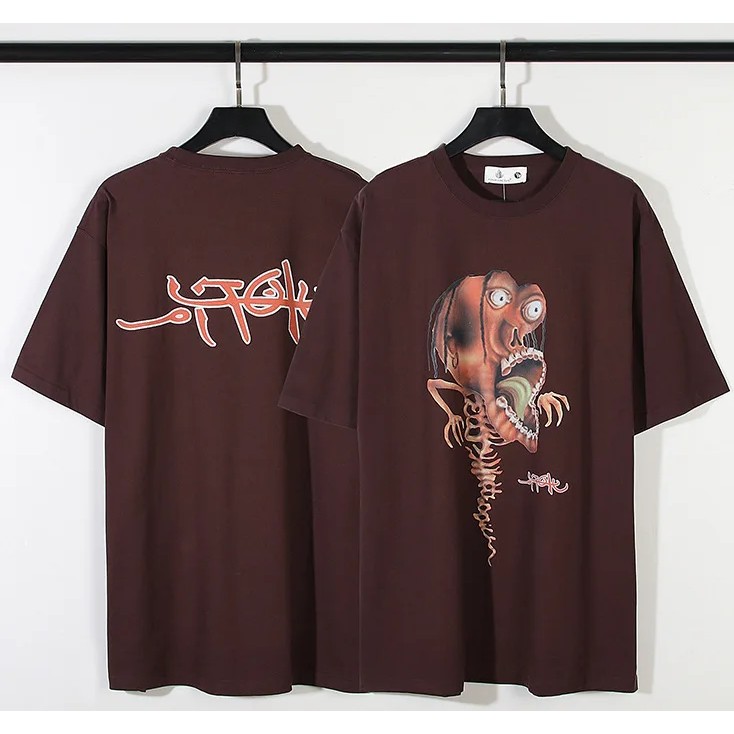 Travis Scott Utopia Album Hip Hop Style T-shirt For Men European Trendy Branded Crew Neck Top Sellin