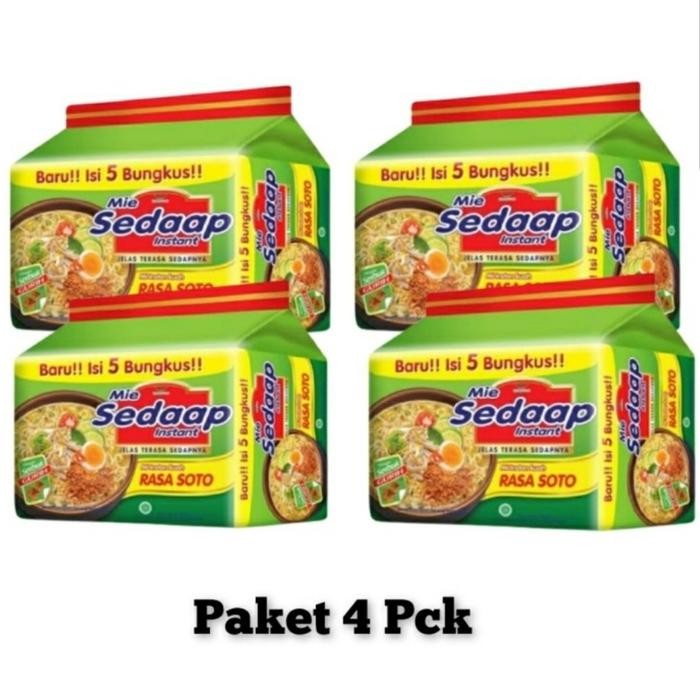 

Ready JT Paket 4 Pcs Mie Sedap Kuah Instan isi 5 Pcs 90 Gram Rasa Soto