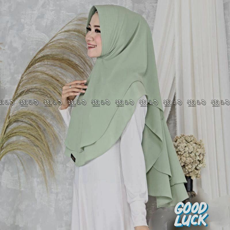 Khimar Hijab Jilbab Kerudung Sar'i Jumbo 2 Layer Cantik Kekinian Bahan Ceruti Babydoll Premium JD7