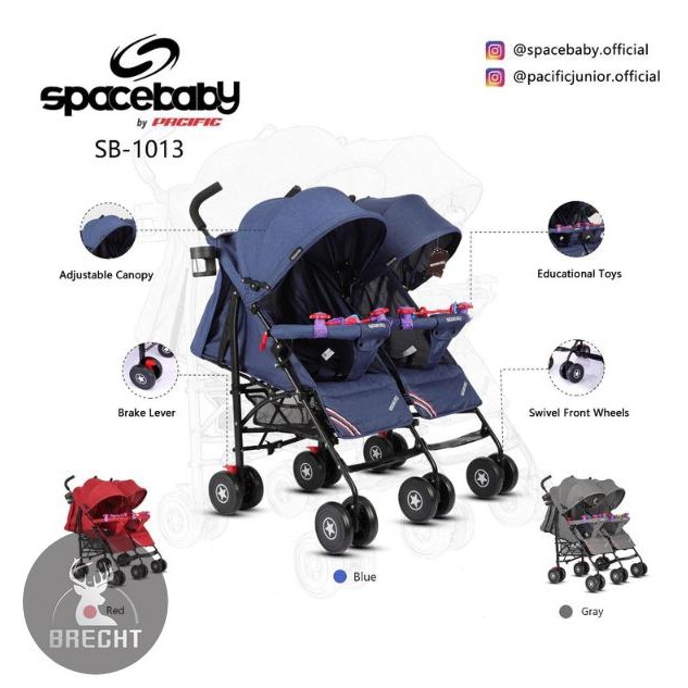 Stroller Baby Twin Kereta Dorong Bayi Kembar Spacebaby SB 1013