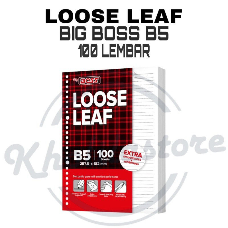 

Promo Loose Leaf Big Boss B5 Bergaris 26 Holes Isi 100 Lembar Best Seller