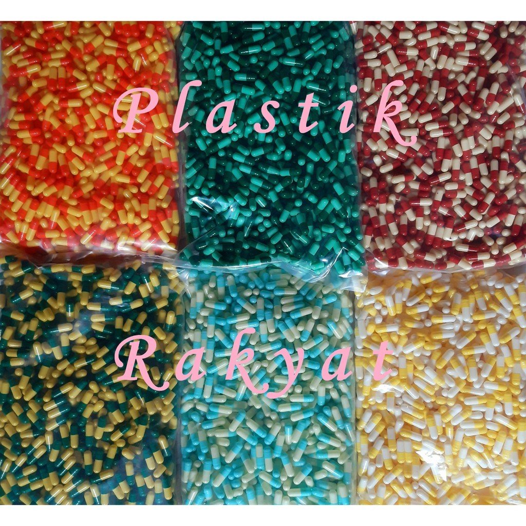 Cang Kapsul Ukuran 0 warna warni Metalik / Kapsul Kosong Ukuran 0 Kombinasi warna metalic / Kulit /