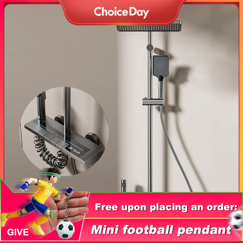 Space Aluminum Shower Set Gray Shower System Set Digital Display