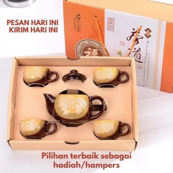 Cangkir Teko Pot Set Keramik Mewah Hampers Gelas Kopi Unik Aesthetic SAKURA Teko Teh / Hampers Teko