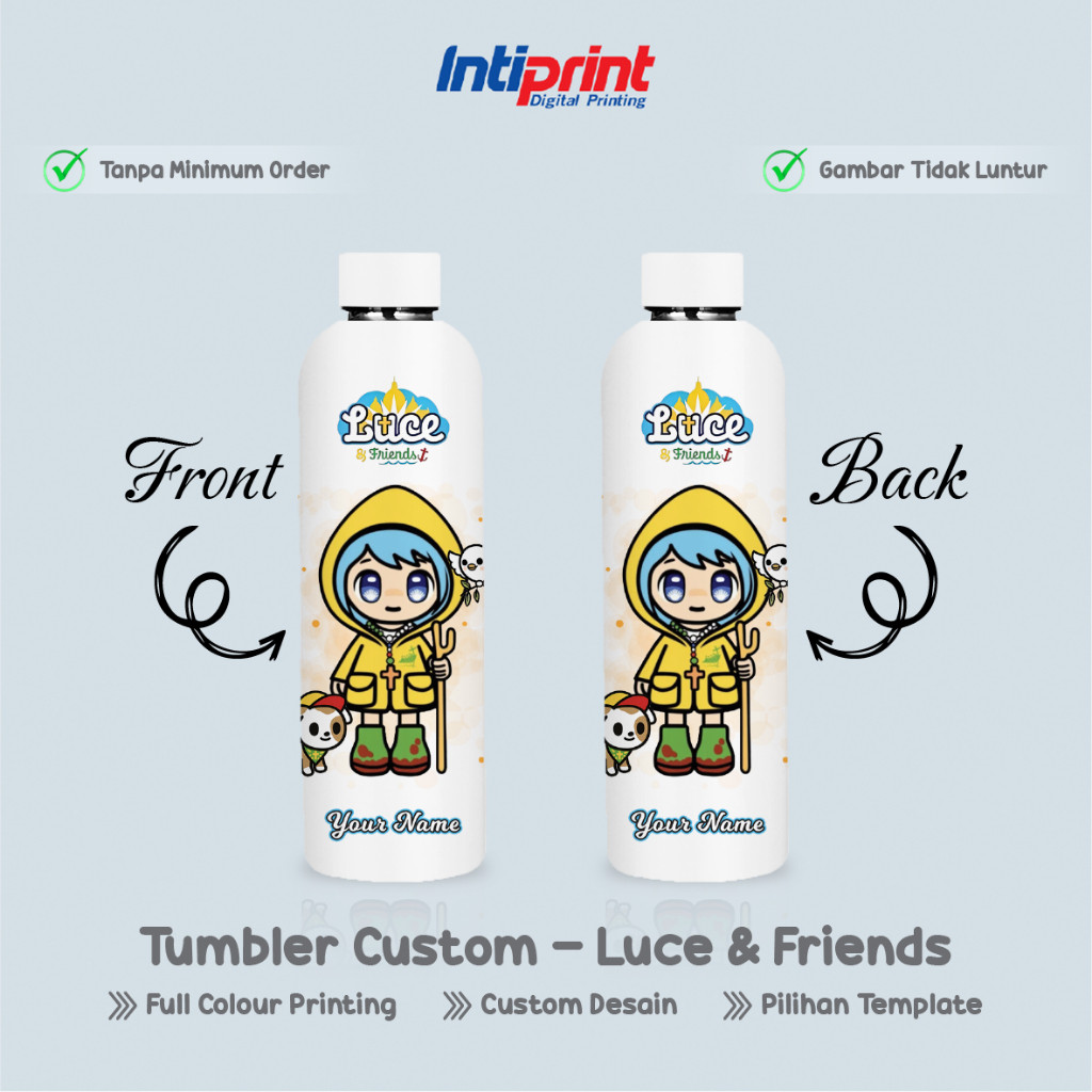 Tumbler Custom Luce & Friends Yubileum PRINT UV - Termos Maskot Yubelium, Botol Kopi Stainless Steel