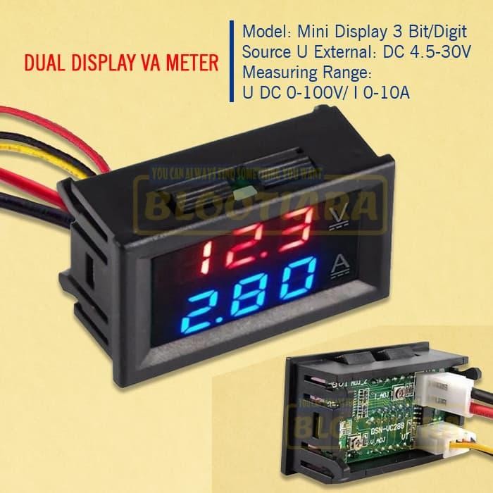 3 Bit Mini Dual Display Voltmeter DC 0-100 Volt 10 Ampere Meter Digit