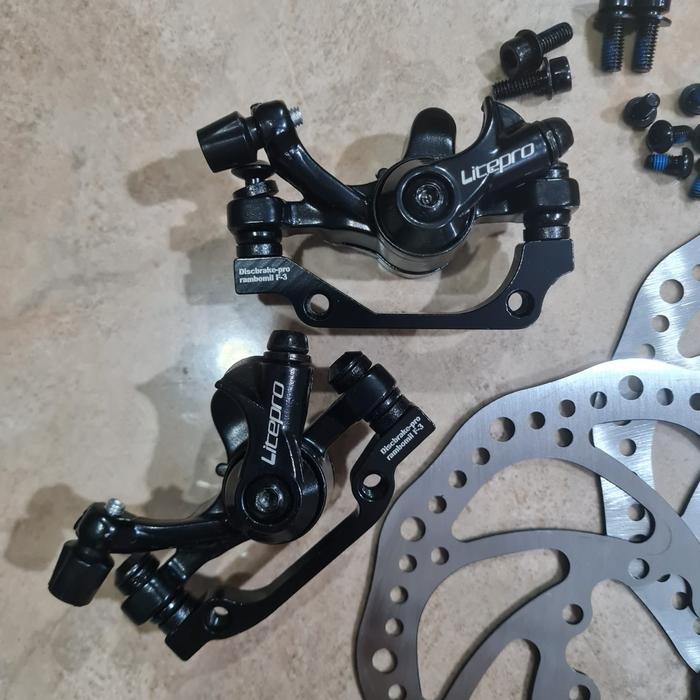 Disc Brake Set Litepro Rotor Caliper Mekanik Rem Cakram Mt200 Tektro Master Rem Sepeda Gunung