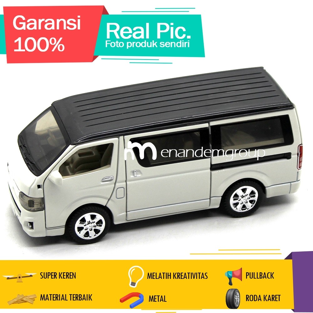 Diecast Mainan Mobil MVP Miniatur Toyota Hiace Besi Pullback LED