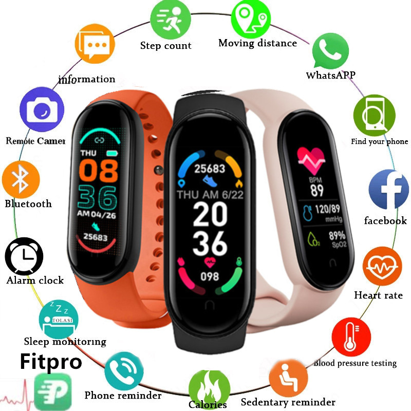 2021 New M6 Smart Watch Men Women Fitness Sports Smart Band Fitpro Version Bluetooth Music Heart Rat