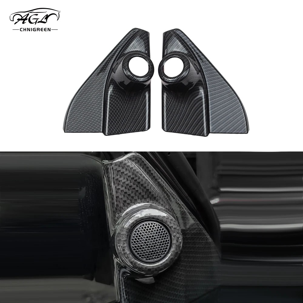 2pcs Carbon Fiber Color Bamboo Grain Car Pillar Speaker Frame Trim for Toyota Hilux Revo Conquest 20