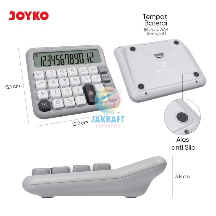 

(1 Pcs) Kalkulator Monorome Joyko Cc-63Bco Calculator 12 Digits Big Dispay Eck Correct 112 Steps Aaa