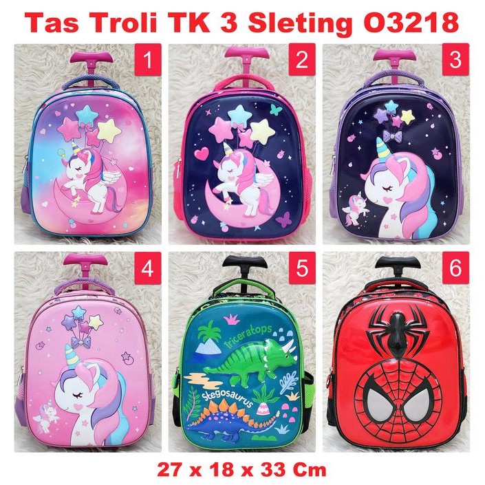 Tas Troli Tk Ransel Motif Timbul Tk Karakter Anak Unicorn Dinosaurus