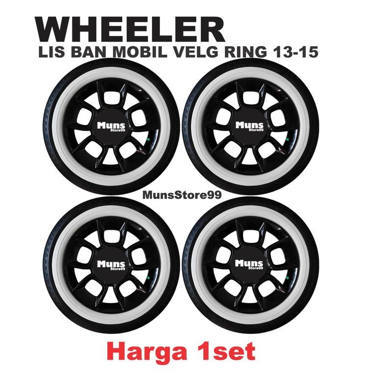 Lis Ban Mobil White Wall Ban Mobil Velg Ring 13 -15 Putih Polos WHEELER Premium Original