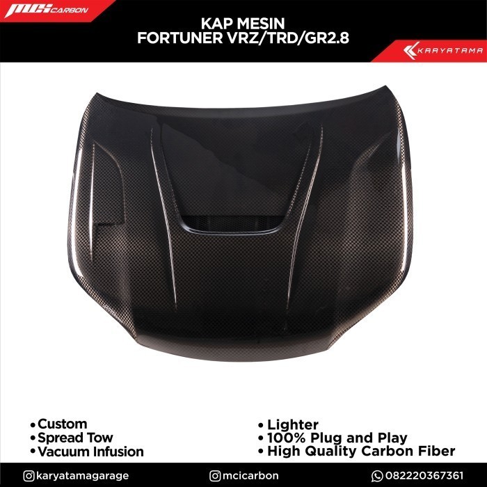 Kap Mesin Carbon Fortuner VRZ Custom 2 MCI Carbon by Karyatama