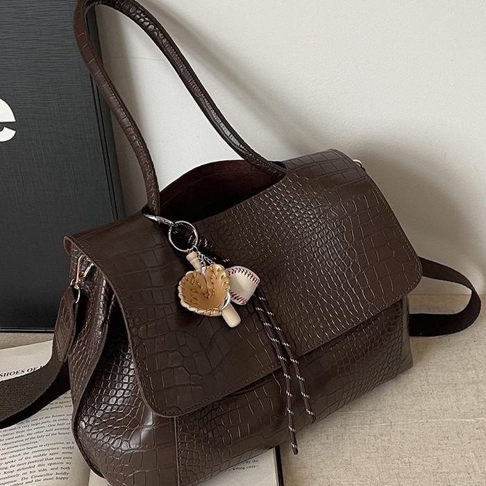 New  Tas Bahan Kulit Pu Termasuk Bag Charm Tote Bag Besar Tas Kerja Kuliah B40 Tote Bag Besar