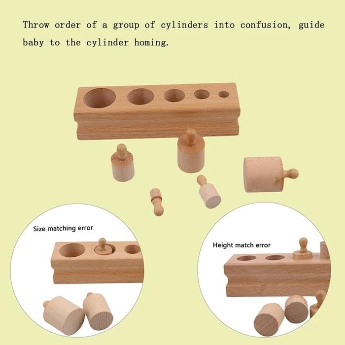 Aparatus Montessori Knobbed Cylinder Socket Silinder gals