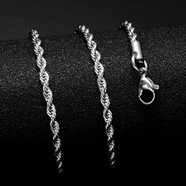 PREMIUM KALUNG TITANIUM MODEL TAMBANG SILVER BESAR 0.8 1.0 PERHIASAN PRIA