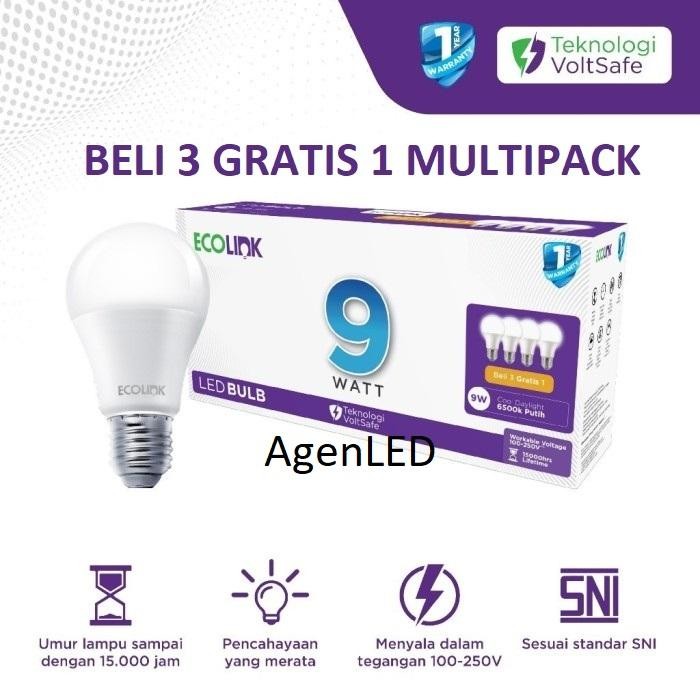 ECOLINK Lampu LED 10W Bulb Bohlam 10 w watt 10watt putih white MULTIPACK
