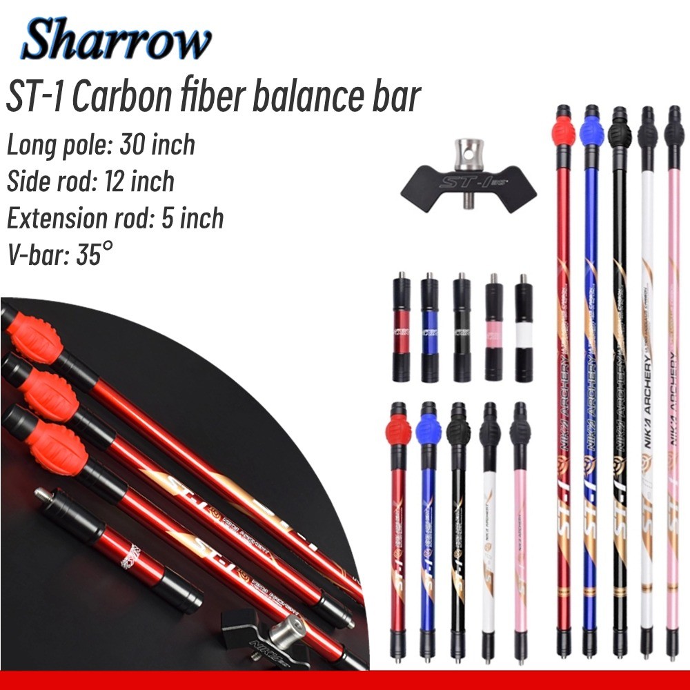 Archery Bow Balance Bar Carbon Fiber Rod+Metal V-Bar 35° for Recurve Bow Compound Bow Stabilizer Sho