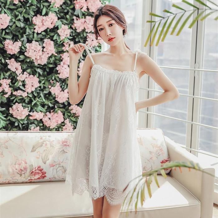 [PAJAMA] Baju Tidur Piyama Dress Lingerie Wanita Dewasa Fit Daster Panjang Polos Renda Brukat Kimono