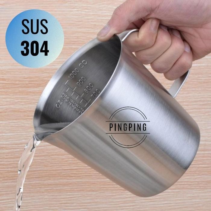 Mahesa.store Gelas Ukur Takar 1000Ml/2000 Ml Stainless Steel/Gelas Ukur Takar