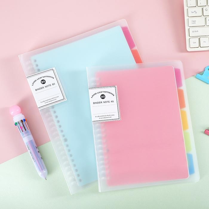 

BINDER A5/B5 COVER BERWARNA TRANSPARAN PLASTIK TEBAL INCLUDE KERTAS KODE 36