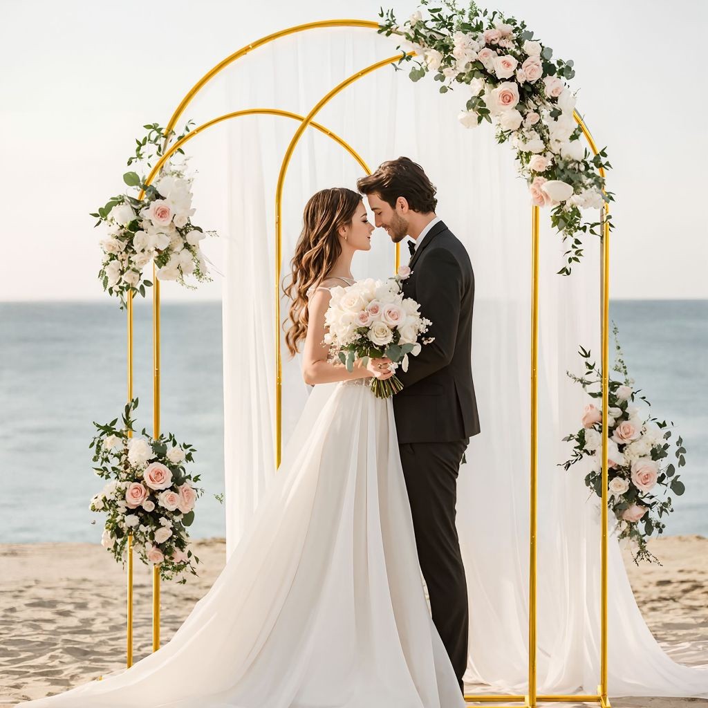 1.8M/2M/2.2M Standing Besi Oval Dekorasi Lamaran Dekorasi Weding Tiang Background Bisa Bongkar Pasan