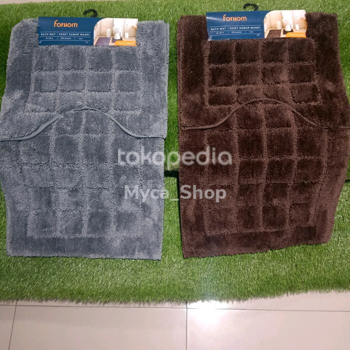 Arthome Set Keset Kamar Mandi 50x80 dan Keset U Shape Abu abu Merah