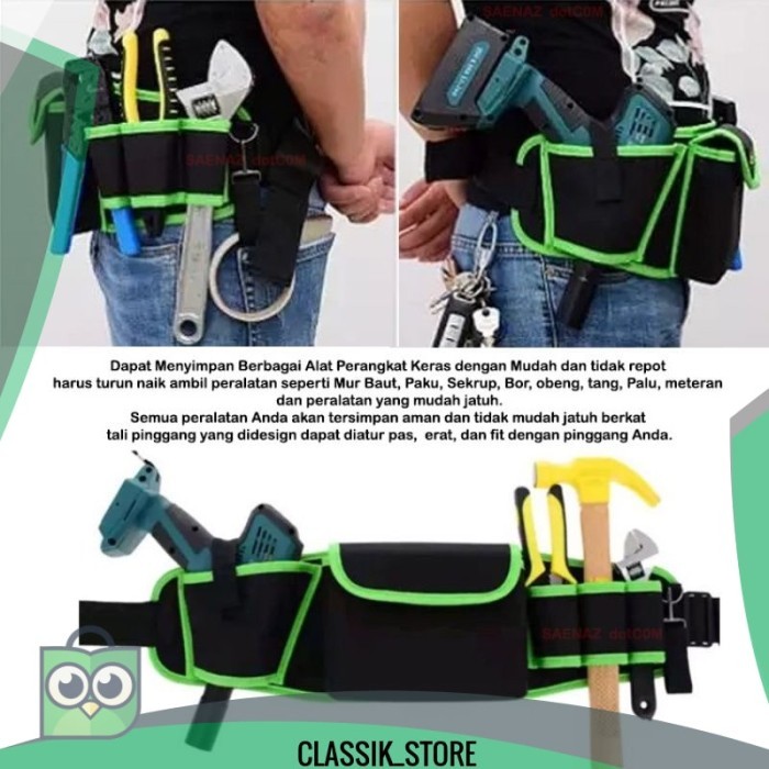 Tas perkakas pertukangan pinggang untuk bangunan dan listrik