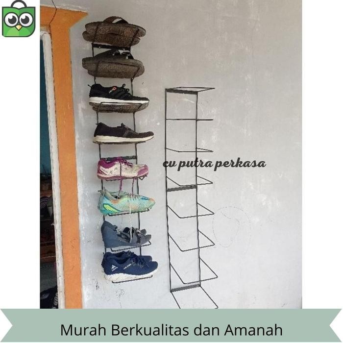 Rak sepatu susun 10 bahan besi/Rak gantung sepatu tempel dinding/Rak display sepatu besi