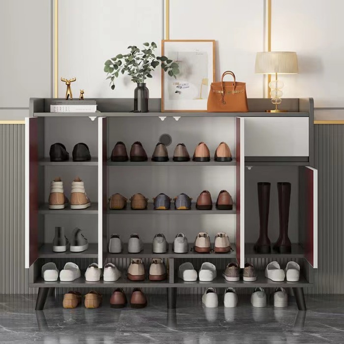 Homsaura Lemari Sepatu Tertutup Lemari Dapur Minimalis Lemari Serbaguna Rak Sepatu Tertutup Rak
