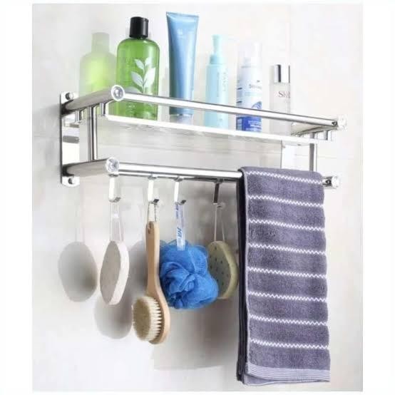 PREMIUM rak handuk PREMIUM + rak kamar mandi shampoo dll stainless 1 TINGKAT