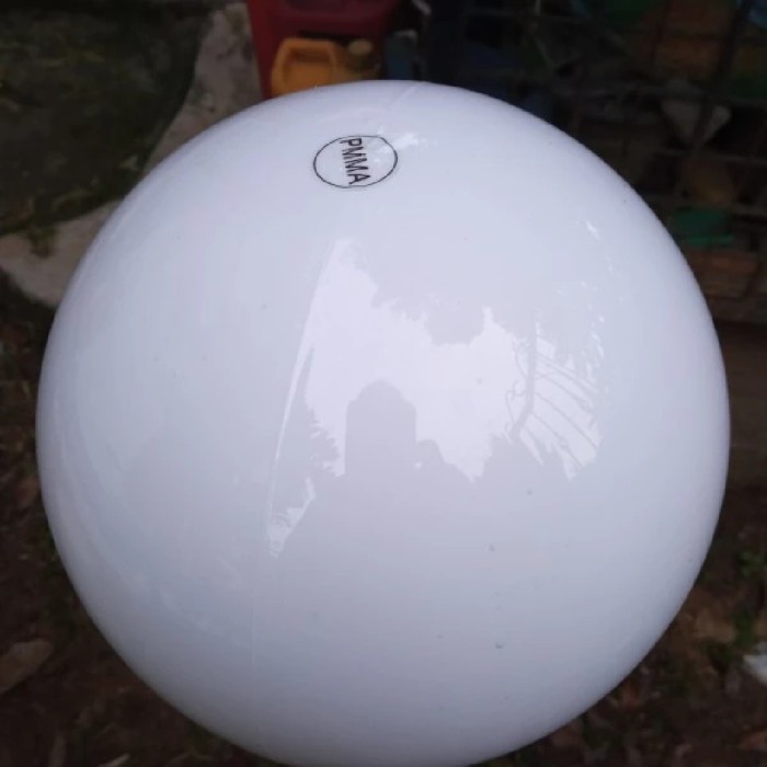 PREMIUM KAP LAMPU 10" TAMAN BULAT E27 PLASTIK AKRILIK FROSTED CLEAR GARIS 10IN