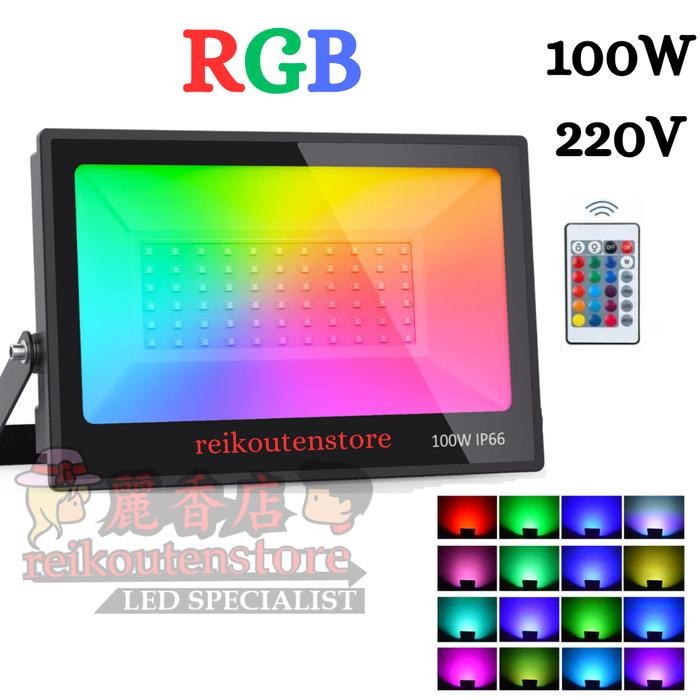 Lampu Sorot Rgb 100 Watt Led Tembak Warna Warni 100w Flood 100watt