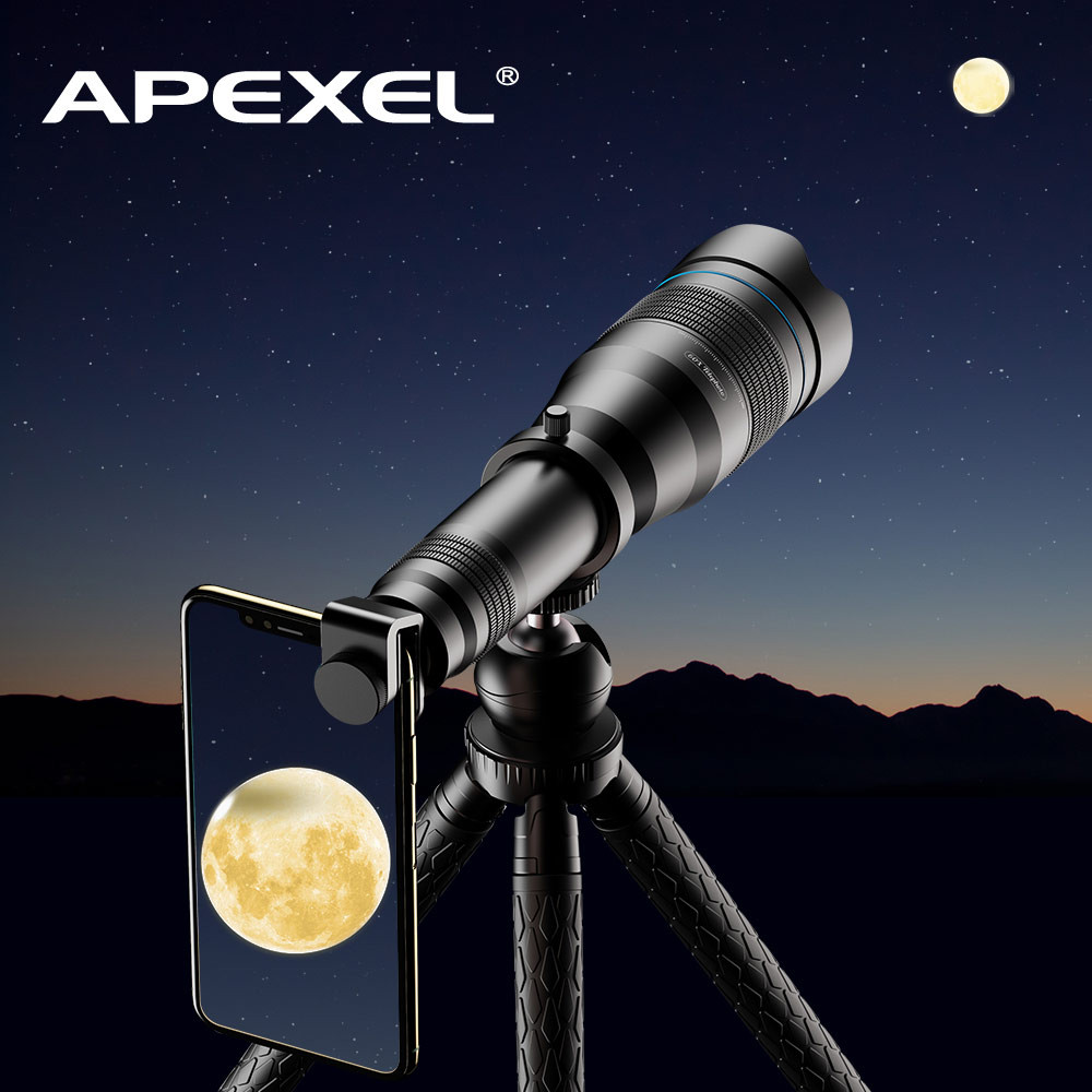 APEXEL HD 60x Telescope Telephoto Lens +Miniselfie Tripod 60X