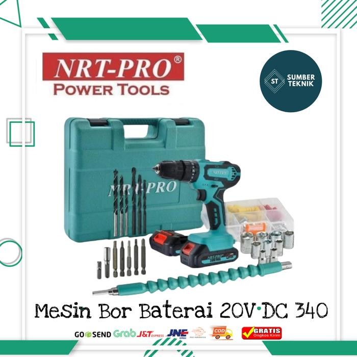 Bor Beton Baterai / Cordless Drill Nrt-Pro Dc 340 Set Nrt Pro 20 Volt