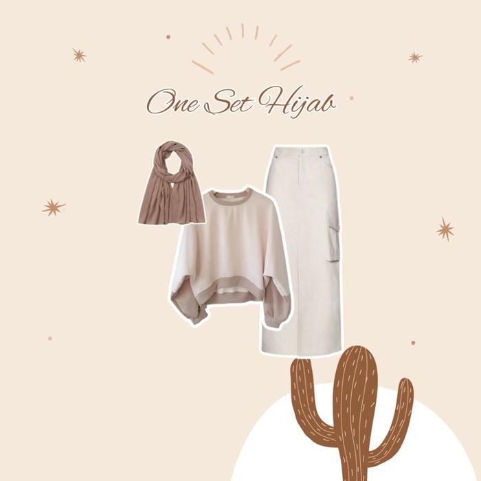 One Set Hijab OOTD Wanita Kekinian Terbaru Outfit Remaja Ala Pinterest One Set 3 In 1 Buat Hangout