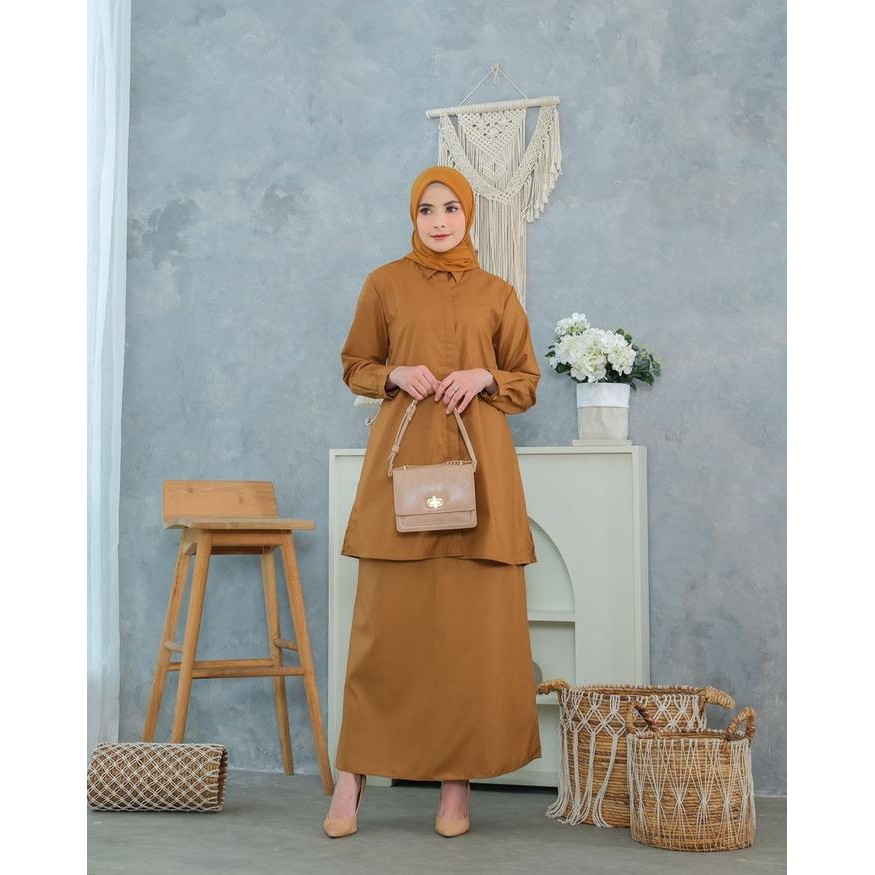 Seragam Kerja Setelan Tunik Pemda Wanita Guru PNS PDH Baju Kancing Muslim Nyaman Panjang Kantor