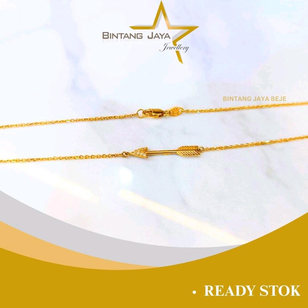 Kalung Emas Asli Rantai Model Nori Panah M Putih - Kadar (16K) - Berat ±2,88 gram, Panjang 42,5 cm -