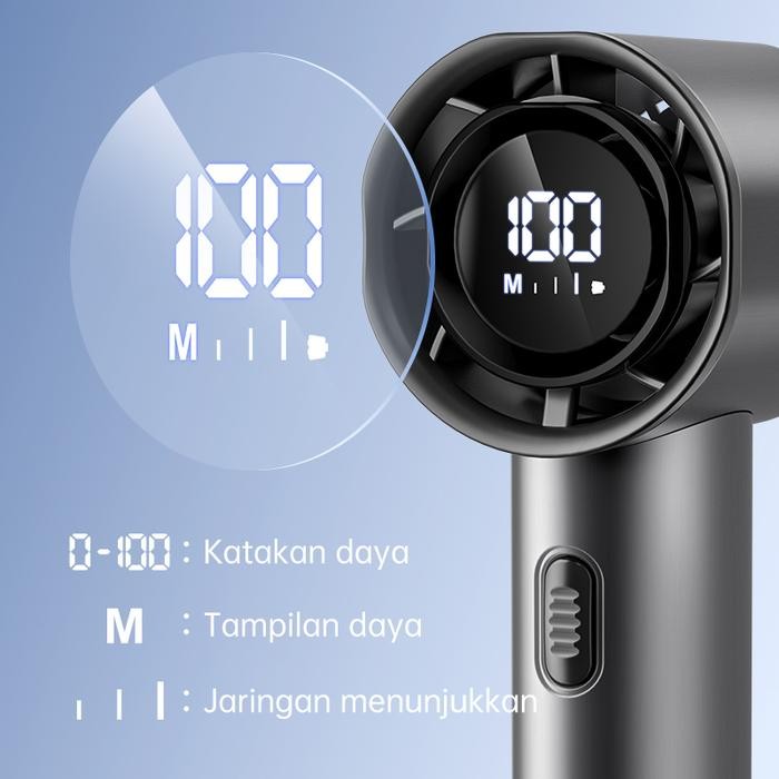 KIVEE MINI PORTABLE HAND FAN, 100 WIND SPEEDS, 5000MAH USB BATTERY RECHARGEABLE, LED DIGITAL