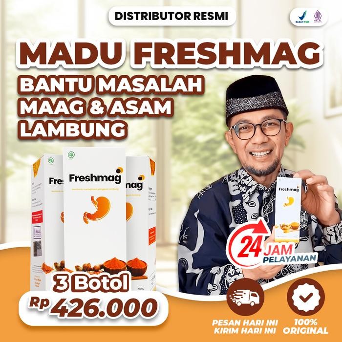 

Freshmag Original 3 Botol Madu Hutan Alami Dengan Ekstrak Kunyit Bantu Keluhan Maag Asam Lambung