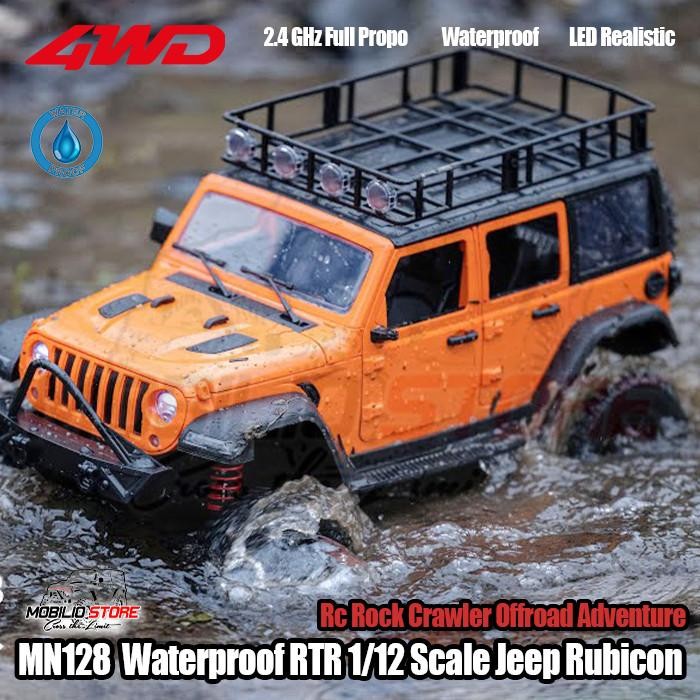 Stok Baru MN128 Waterproof RTR 1/12 Scale Jeep Rubicon RC Rock Crawler Adventure