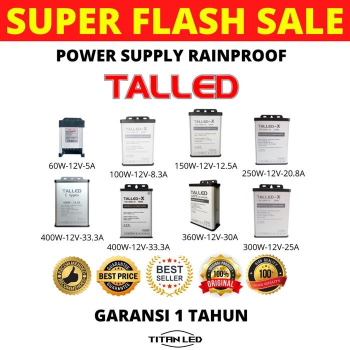 Terbaru Power Supply Talled 12V Rainproof Outdoor 5A 8.3A 12.5A 20.8A 25A 30A