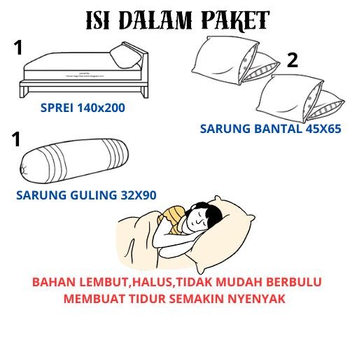Sprei 140X200X30 - Sprei Polos 140X200X30 Set Sudut Karet