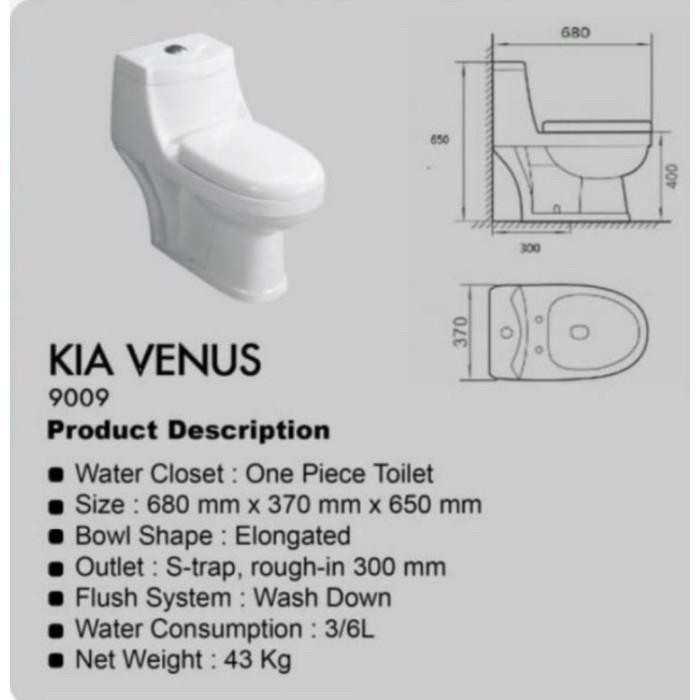 Closet Kloset Toilet Duduk Kia Kw1 Venus 9009 One Piece White