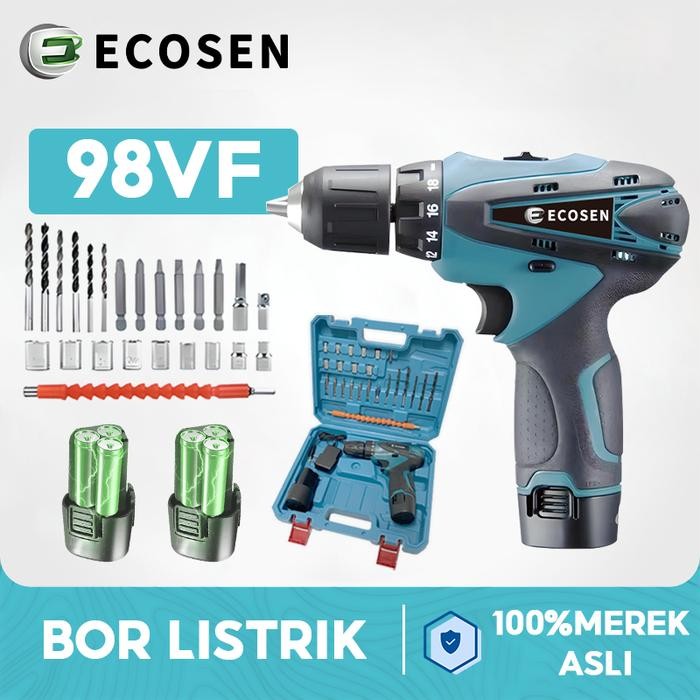 ECOSEN 98VF Mesin Bor Tangan Bor listrik Bor cas Cordless Drill Battery