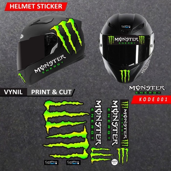(Expert) STIKER HELM FUL SET HALF FACE/FULL FACE MONSTER REDBULL